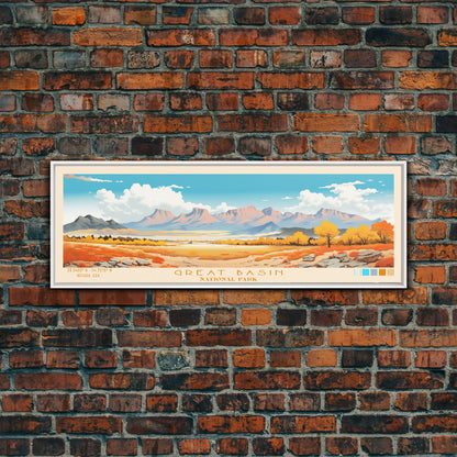 Great Basin National Park, Panoramic Nevada Travel Art, National Park Print, Minimalist Travel Art, Midcentury Modern Style Landscape
