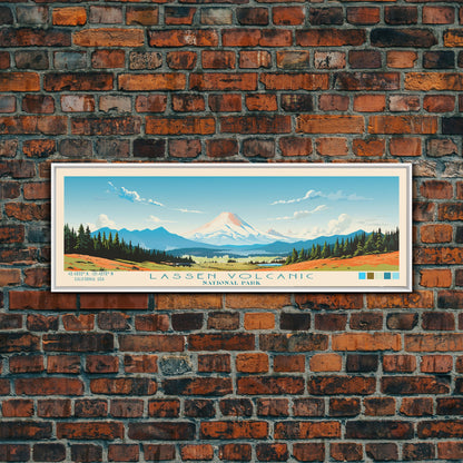 Lassen Volcanic National Park Panoramic California Travel Art, National Park Print, Minimalist Travel Art, Midcentury Modern Style Landscape