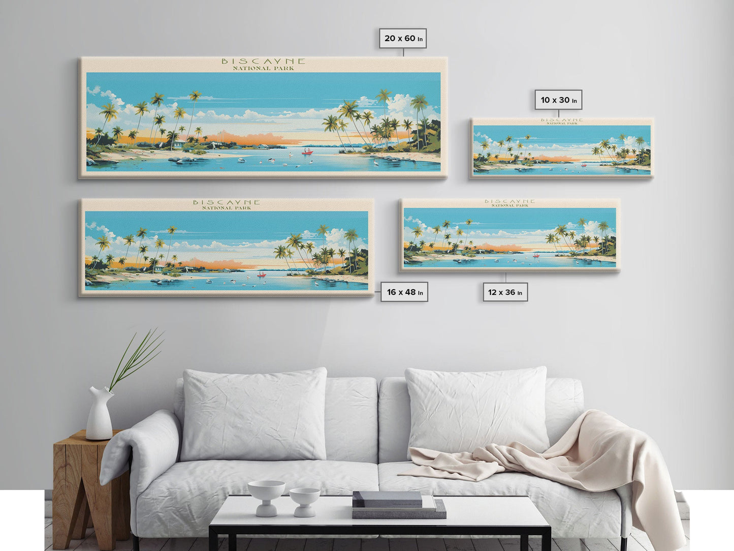 Biscayne National Park, Panoramic Florida Travel Art, National Park Print, Minimalist Travel Art, Midcentury Modern Style Landscape