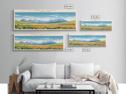 Great Basin National Park, Panoramic Nevada Travel Art, National Park Print, Minimalist Travel Art, Midcentury Modern Style Landscape