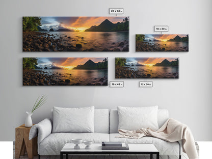Photographic Panoramic of American Samoa National Park, Sunset Photography, National Park Art, Framed Canvas Print, Landscape Photography