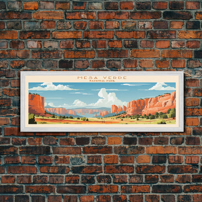 Mesa Verde National Park Panoramic Colorado Travel Art, National Park Print, Minimalist Travel Art, Midcentury Modern Style Landscape