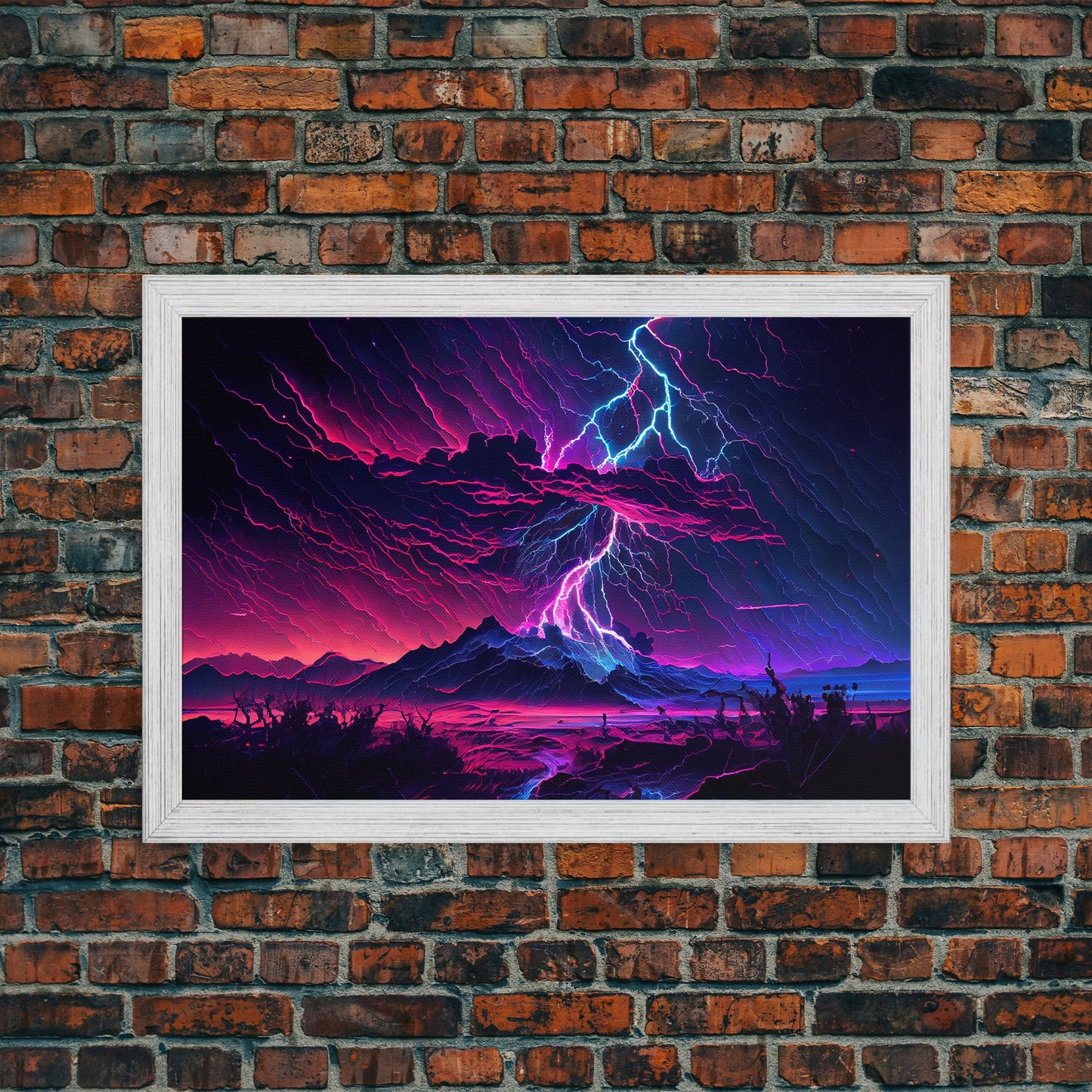 The Thunder Storm, framed canvas print, synthwave style fantasy art