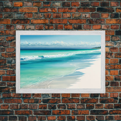 Serene Beach Scene | Bora Bora Art | Framed Canvas Print | Wood Frame Wall Art | Boho Style Primitive Art