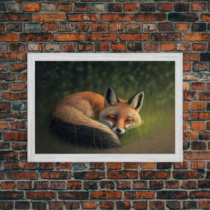 Cute Sleeping fox Framed Canvas Wall Art, Canvas Print Decor for Home & Office Decoration Canvas Ready to Hang