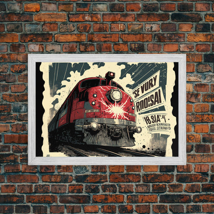 Fictional Soviet Propaganda Train Poster, Framed Canvas Print, Large Wall Art, USSR Art