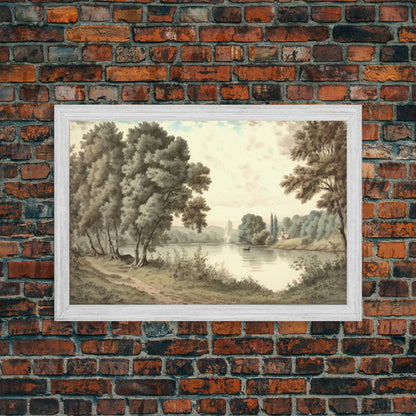 Pine Tree Wall Art Canvas Print, Oil Painting Landscape Wall Art, Vintage Nature Framed Large Gallery Art, Antique Art Ready to Hang