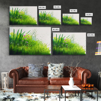 Modern Farmhouse Wall Art, Boho decor, Minimalist whimsical wall art, framed canvas print of beautiful wild flowers blowing in the wind