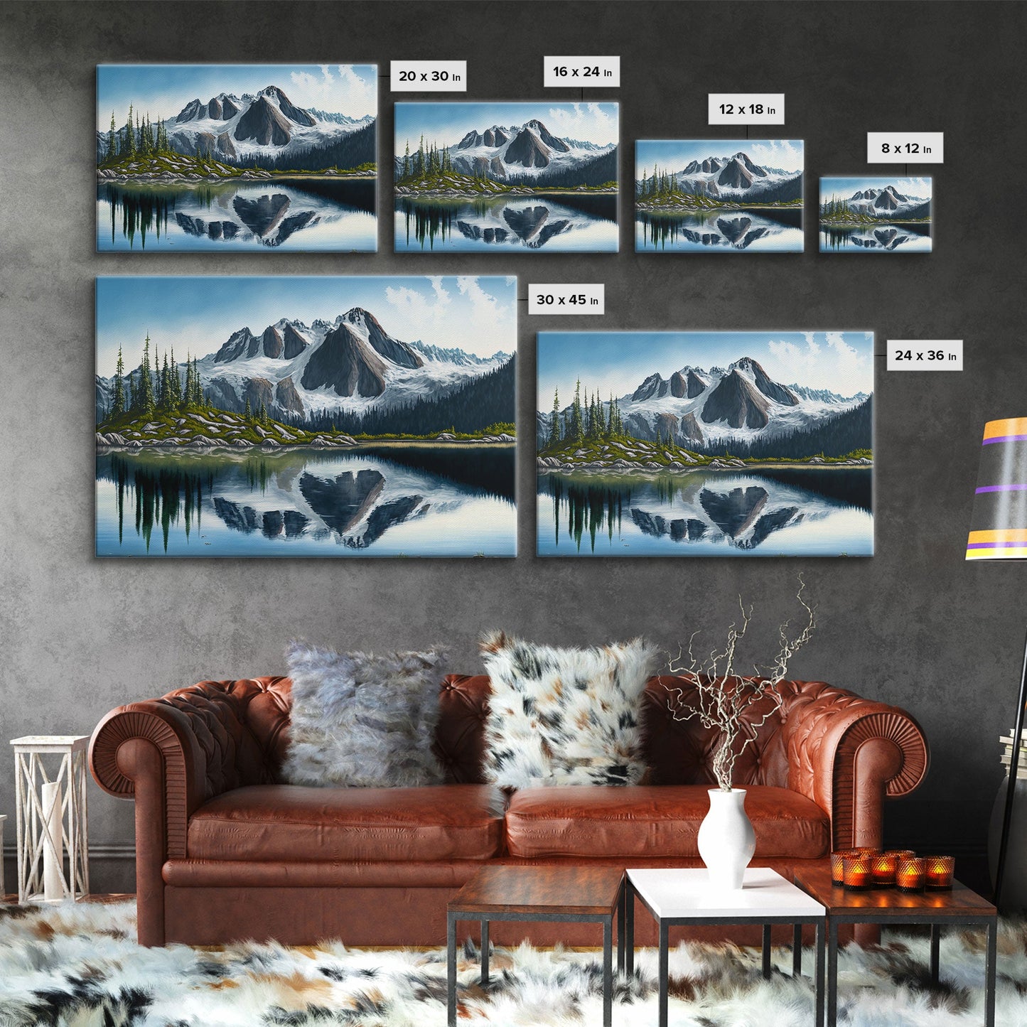 Pine Tree Forest, Winter Art, Framed Canvas Print, framed wall art, living room above sofa art