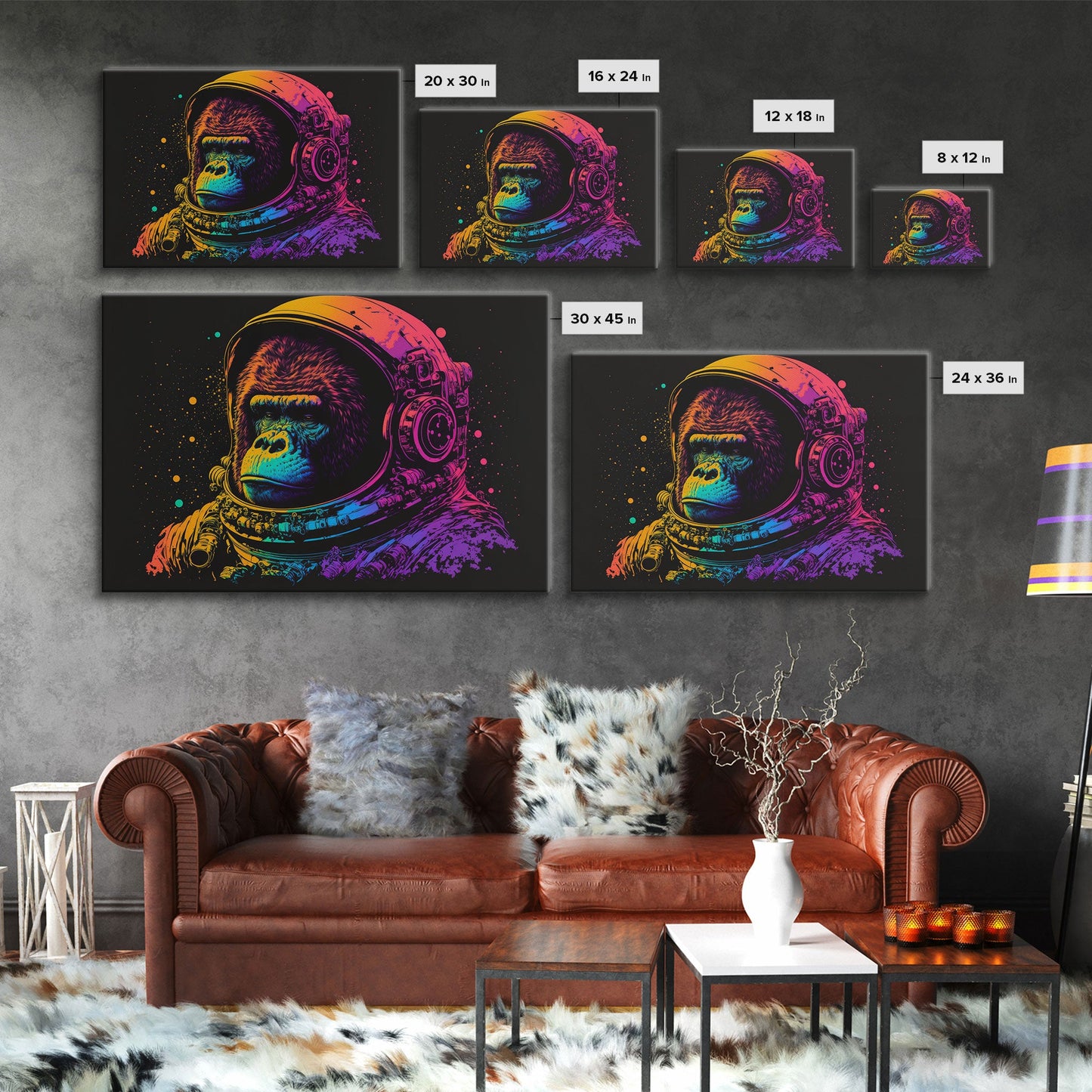 Space Ape, To The Moon Art, Framed Canvas Print, NFT Style Wall Art