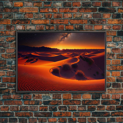 Milky Way galaxy visible over a desert night, framed canvas print, unique wall art