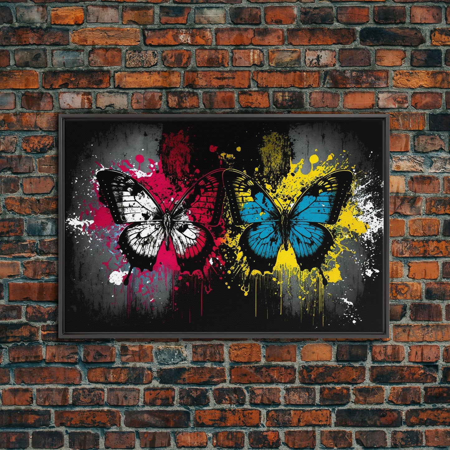 Graffiti Butterfly Punk Art, Street Art, Framed Canvas Print, Huge Wall Art, Contemporary Alternative Art