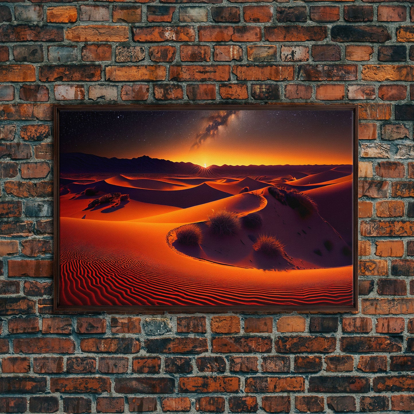 Milky Way galaxy visible over a desert night, framed canvas print, unique wall art