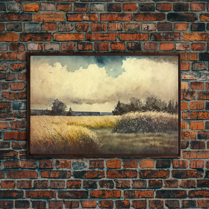 Subdued Watercolor Wall Art, Framed Canvas Print, Muted Moody Minimalist Boho Style Wall Art, Guest Room, Above Bed Art, Above Sofa Wall Art