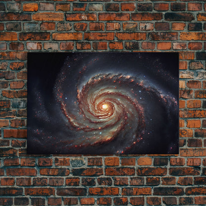 Watercolor of a distant spiral galaxy, framed canvas print, framed space art, above couch space art