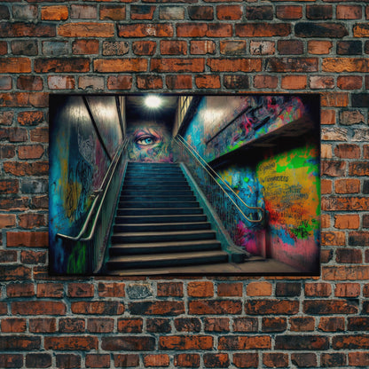 Graffiti Art, framed canvas print, Dystopian Neopunk Decor