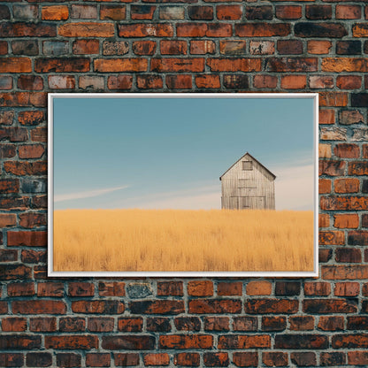 Liminal Spaces, Rustic Farmhouse Wall Decor, Teal Gray Barn Landscape Art Print or Canvas, Country Living Room Wall Decor, Liminal Art