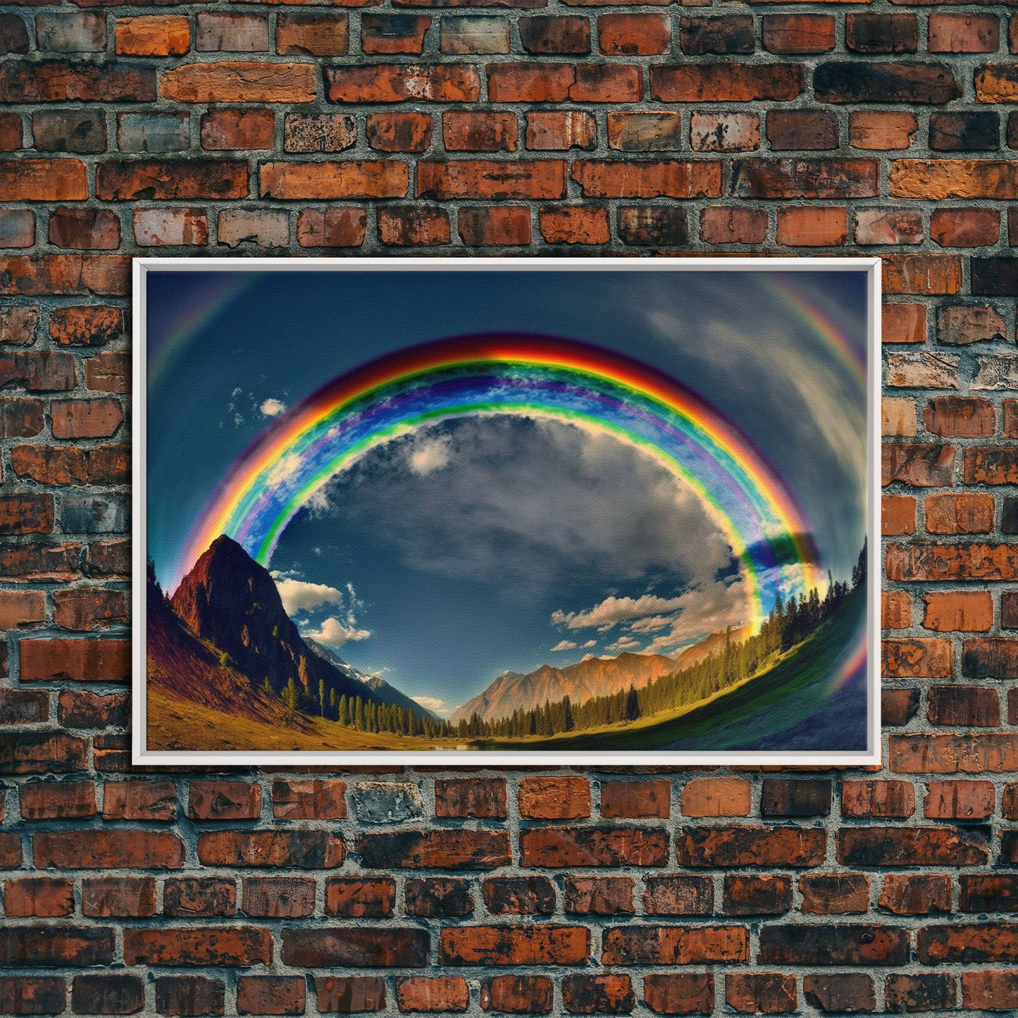 Fish-Eye Rainbow, Yellowstone, Framed Canvas Print, beautiful rainbow nature art