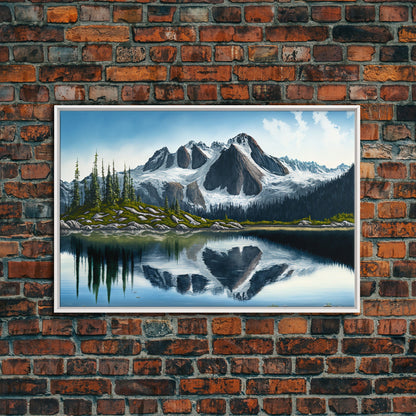 Pine Tree Forest, Winter Art, Framed Canvas Print, framed wall art, living room above sofa art