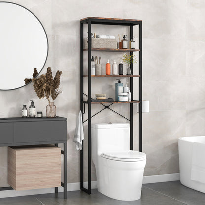 4-Tier Freestanding Over the Toilet Storage Rack-Rustic Brown