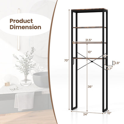 4-Tier Freestanding Over the Toilet Storage Rack-Rustic Brown