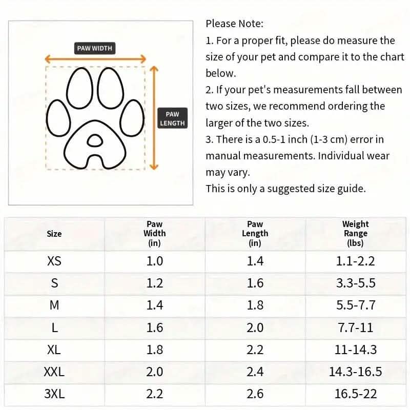 4-Pieces: Water-Resistant Dog Bootie Shoes