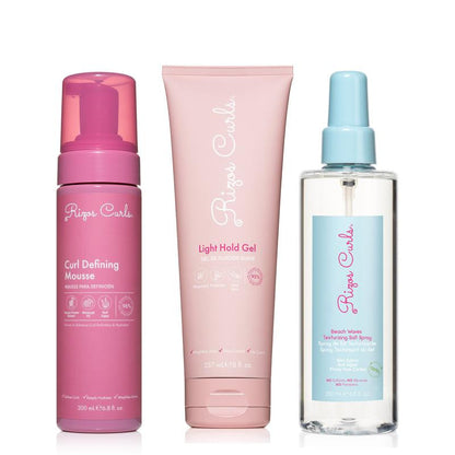 Rizos Curls Wavy Styling Kit - Moisturizing Curl Defining Mousse, Light Hold Gel and Texturizing Spray