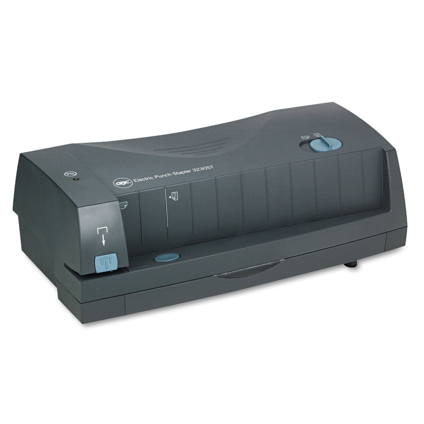 GBC 24-Sheet 3230ST Electric Two- to Three-Hole Adjustable Punch/Stapler, 9/32" Holes, Gray