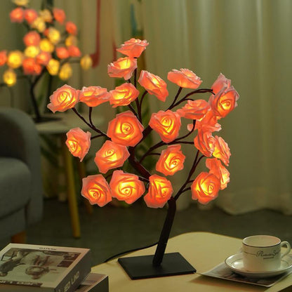 Rose Flower Design Tree Night Light, USB Powered Table Lamp, Versatile Indoor Room Lights for Bedroom, Holiday Decorative Lights, Perfect Valentine'S Day Gift & Home Decor, Nightlight for Bedroom