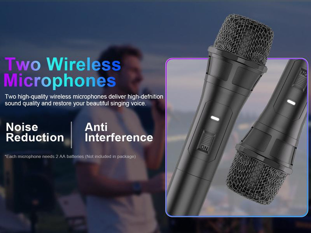 Socodox Karaoke Machine for Adults & Kids Portable Bluetooth 5.2 Speaker with 2 Wireless Microphones RGB Lights AUX USB TF AUX Home PA System for Family Party Outdoor Fun