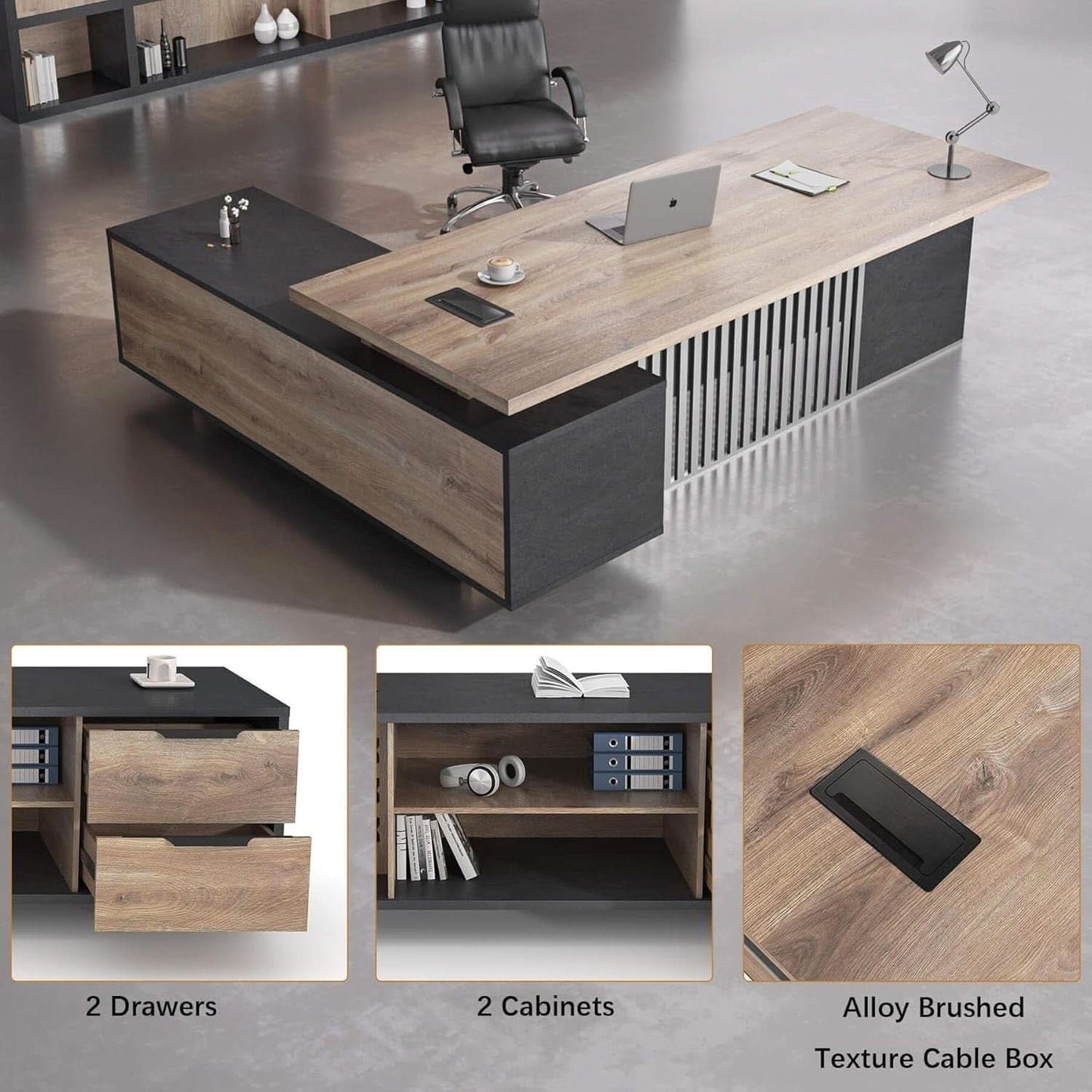 Spacious Executive Desk With Ample Storage Drawers