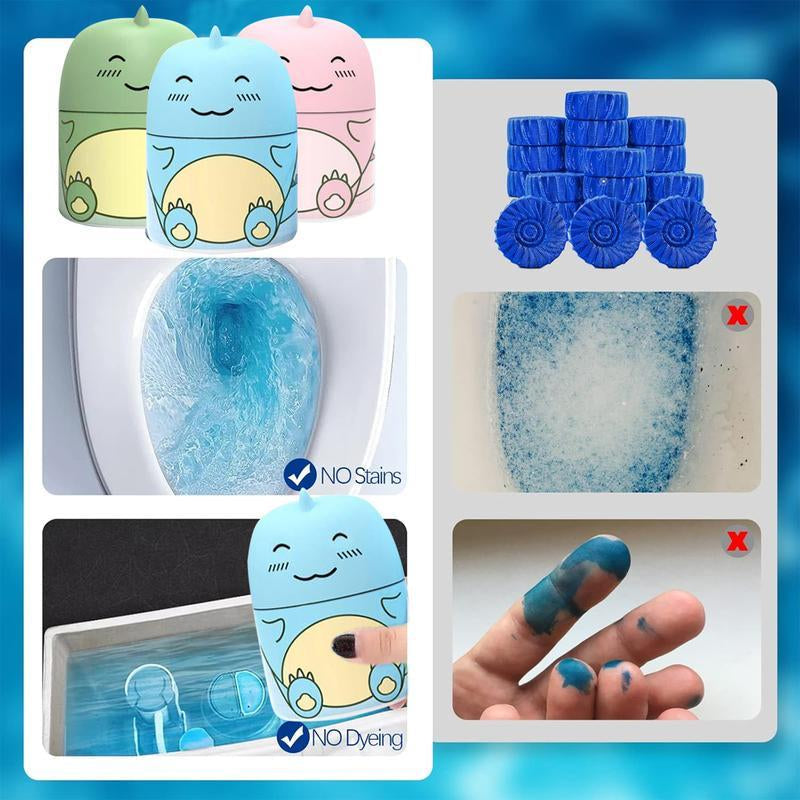 3PCS Toilet Bowl Cleaner Bottle, Cute Dinosaur-Shaped Bathroom Toilet Tank Cleaner with Ocean, Jasmine, and Peach Scent Full Head Coverage