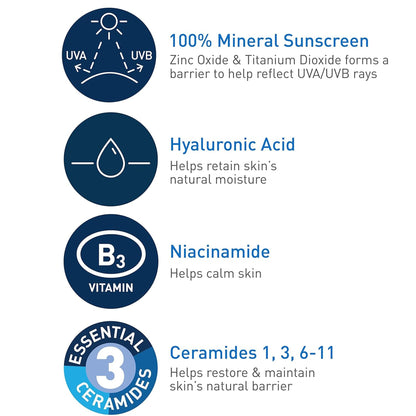 Sunscreen CeraVe® Hydrating Mineral Sunscreen Face SPF 30 Lotion 2.5 oz. Tube 60600051503