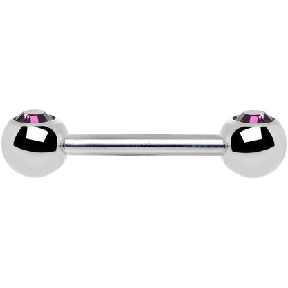 Purple Gem Double Front Facing Steel Nipple Barbell Set