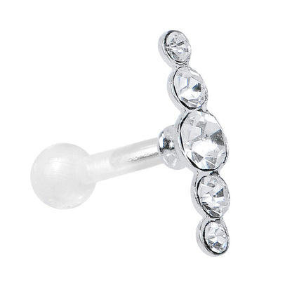 White Acrylic 925 Silver Clear Gem Left Cartilage Earring