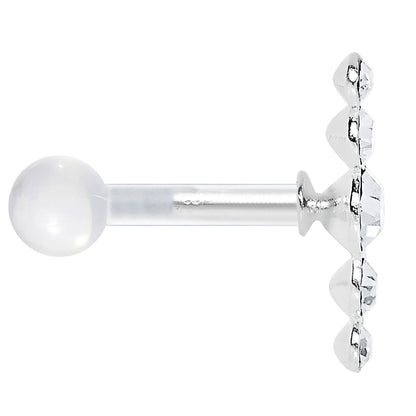 White Acrylic 925 Silver Clear Gem Left Cartilage Earring