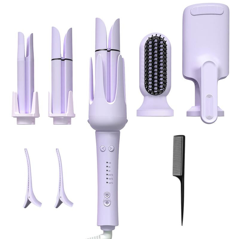 Curling Iron Wand -5 in 1 Curling Wand Set with 3 Barrel Hair Crimper for Women, Fast Heating Crimper Wand Curler in All Hair Type, Women Gifts