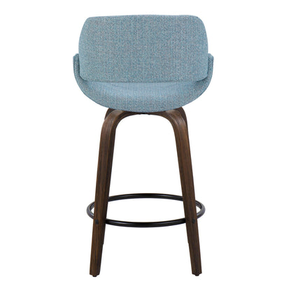 Fabrico - Mid Century Modern Fixed Height Counter Stool & Round Footrest (Set of 2)