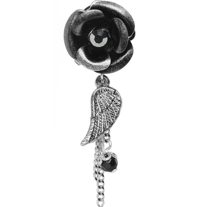 Midnight Gem Rose Flower Angel Wing Dangle Plug Sizes 6mm to 12mm
