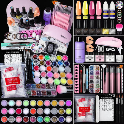 Limegirl Acrylic Nail Kit for Beginners with 75Ml ACRYLIC NAIL LIQUID Professional Nail Kit Acrylic Set with Drill Nude Acrylic Powder and Gel Nail Polish Glitter Decorations Gift for Women Manicure