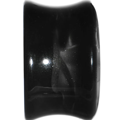 18mm Black Acrylic Silver Metallic Rose Flower Plug