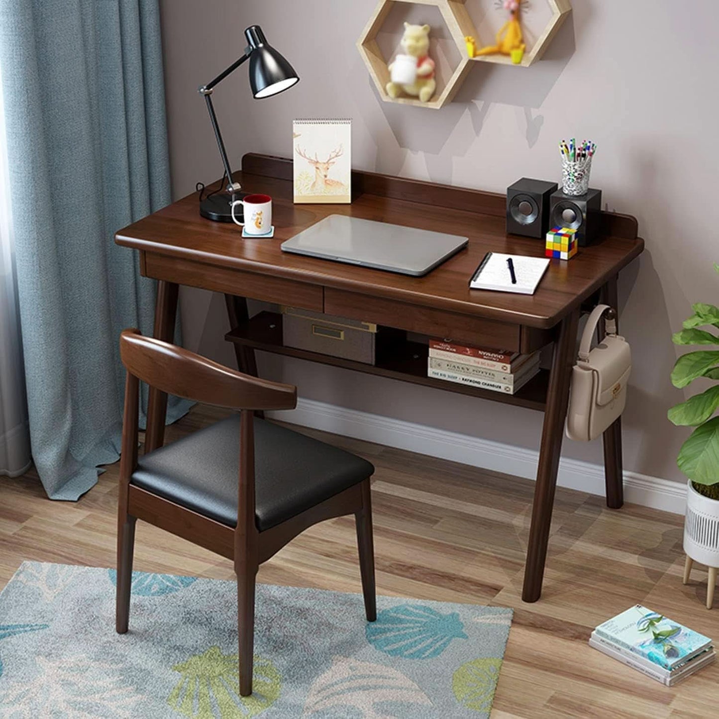 Solid Wood Writing Desk 47 In Walnut Enterprise Edition