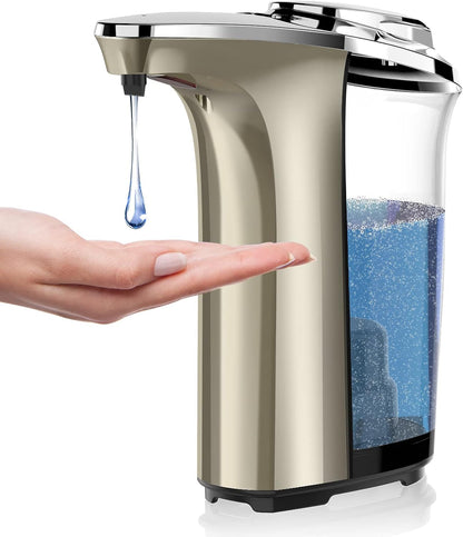 PZOTRUF Automatic Soap Dispenser, Touchless Dish Soap Dispenser 17Oz/500Ml with Infrared Sensor, 5 Adjustable Soap Dispensing Levels, Liquid Hand Dispenser for Bathroom Kitchen Sink (Silver)