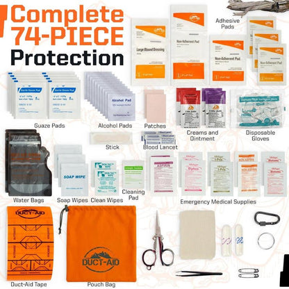 74 Pieces Ultimate EDC Trauma First Aid Kid - Ideal for Home, Car, Camping, Hiking, Backpacking and Outdoor - Travel with Emergency Supplies
