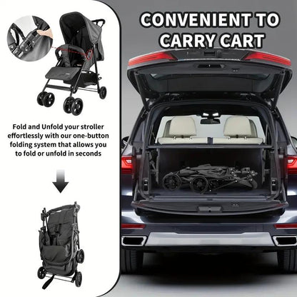 Lightweight Multi-Purpose Stroller - Modular Blackstroller, Stroller Toys,Modular Black Stroller, Babys Trollerwagon, Single Stroller,Multi-Position Recline, Summerventilation, Daily Use Everyday Stroller