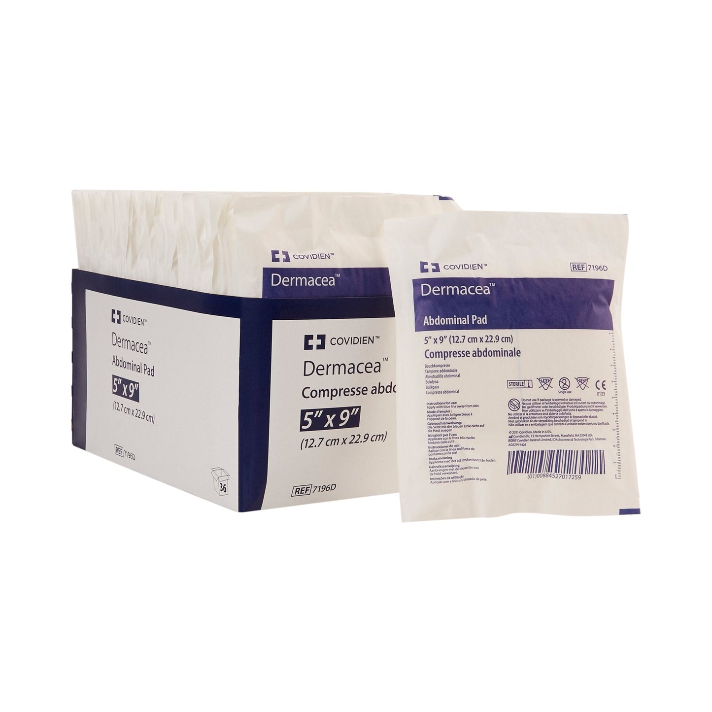 Dermacea™ Sterile Abdominal Pad, 5 x 9 Inch, 7196D