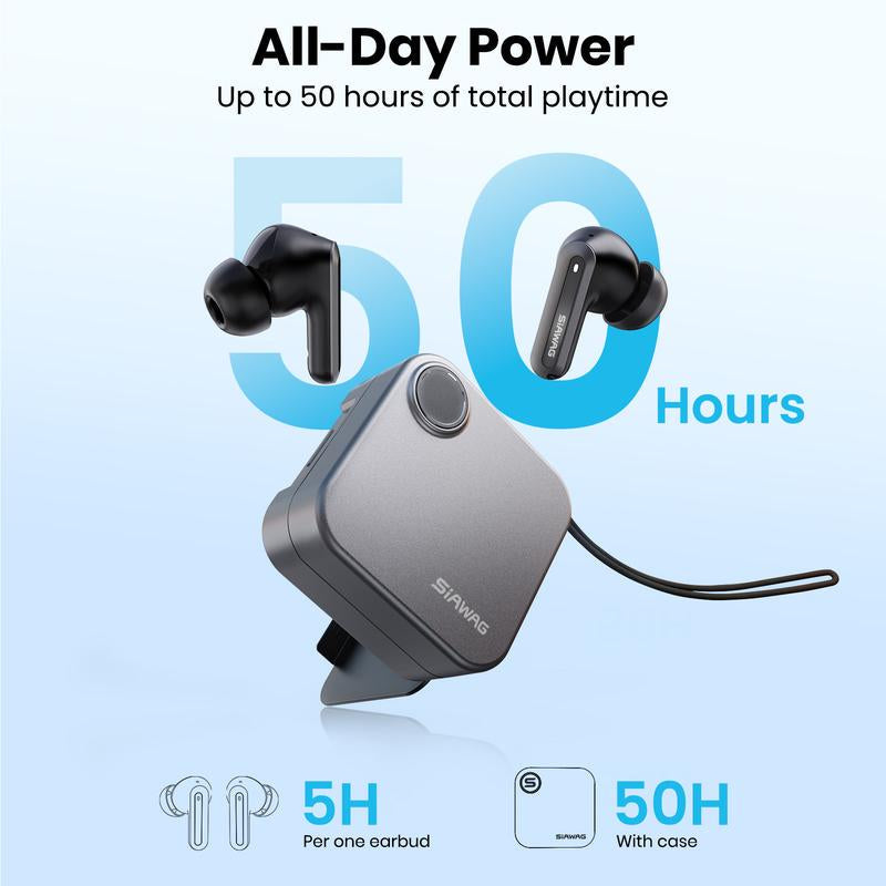 Siawag 2026 New Wireless Bluetooth Earbuds, 12.4 Mm Custom Dynamic Driver, 42 Db Active Noise Cancellation, 4 HD Mics with Clear Voice Technology