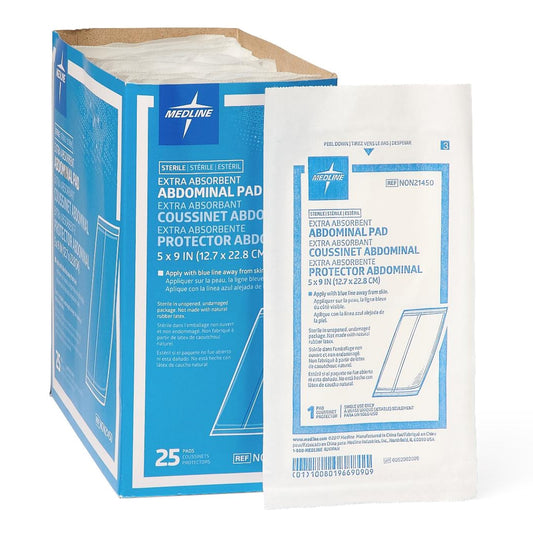 Abdominal Pad Medline 5 X 9 Inch Sterile 1 per Pack NON21450