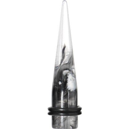 7/16 Black and White Art Swirls Clear Acrylic Taper Ear Plug