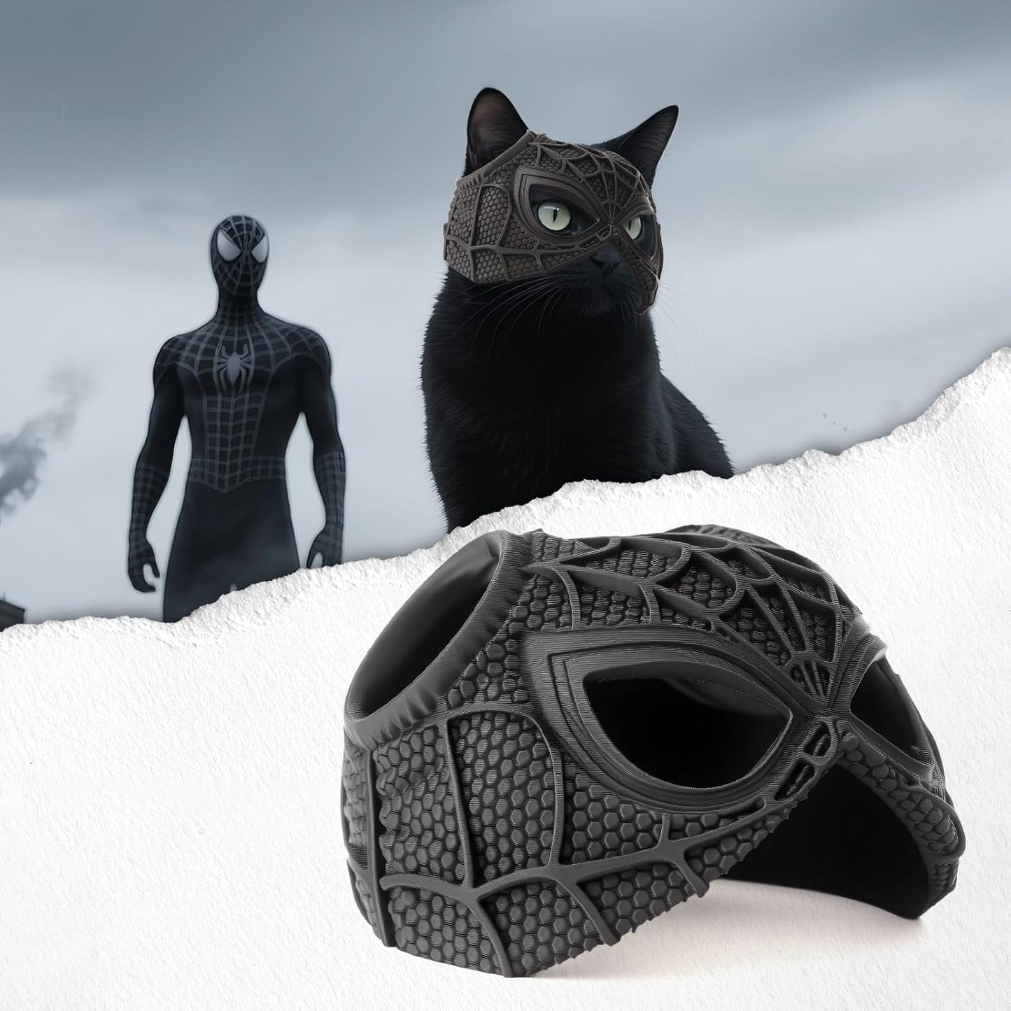 Yipintang Soft & Caring Silicone Cat Bat Mask, Skin-Friendly Halloween Costume for Cats, Lightweight & Flexible Pet Cosplay Accessories, Black Bat